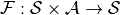 \mathcal{F}: \mathcal{S}\times \mathcal{A}\rightarrow\mathcal{S}